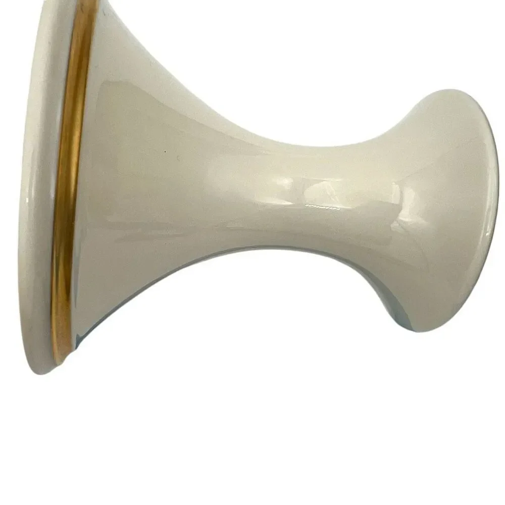 Set of 2 LENOX Eternal Porcelain Gold Trim Candlestick Holders Cream